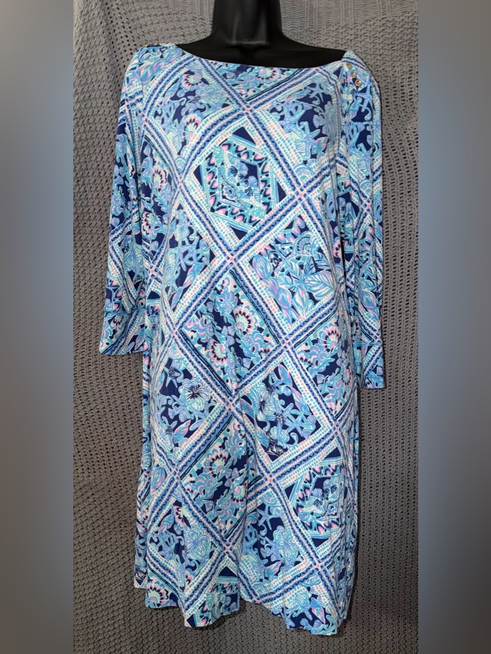 LILLY PULITZER Sophie Zanzibar Blue Meet Me On The Dock UPF 50+ Shift Dress XL